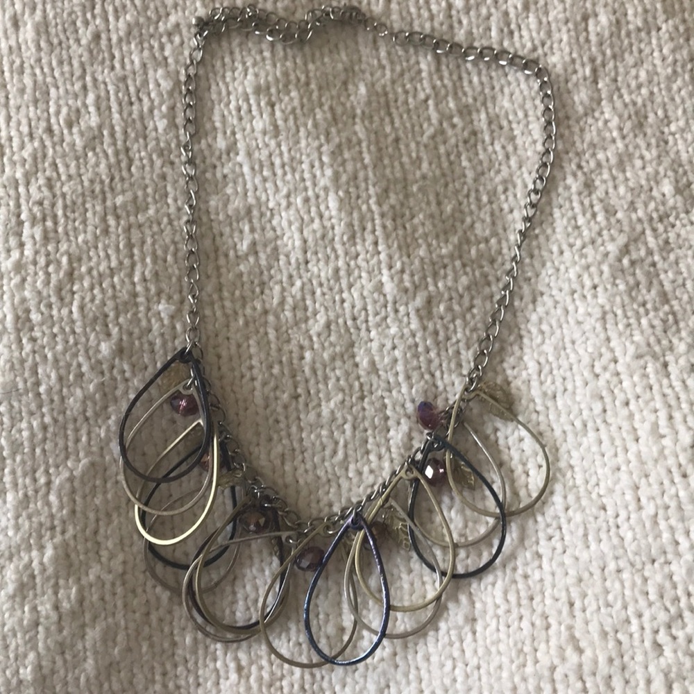 Dangly hoop and leaf necklace